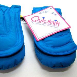 Blue Mittens Quickmitt Thinsulate Ages 1-4 Baby Toddler Easy on Wrap Snow NWT